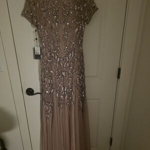 Adrianna Papell Mauve Sequin Maxi Dress